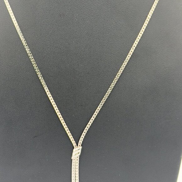 Vintage Avon Silver Tone Lariat Tassel Necklace Lily Flower - Picture 6 of 11